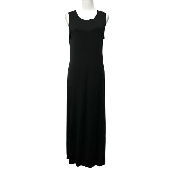 Comfy USA Black Knit Sleeveless Dress Midi Slinky Rayon Blend Stretch Women’s L - Picture 1 of 9